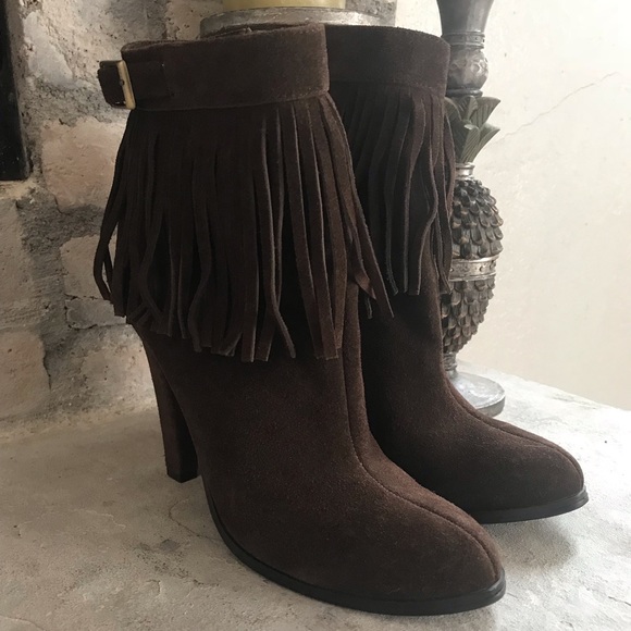 Colin Stuart Shoes - Colin Stuart fringe ankle booties.